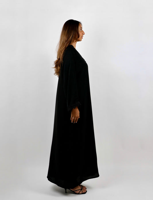 Midnight Rose Embellished Lace Abaya