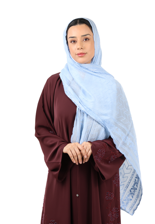 Chevron Pattern Organza Scarf (Powder Blue)