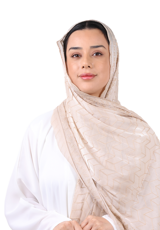Chevron Pattern Organza Scarf (Blush Beige)