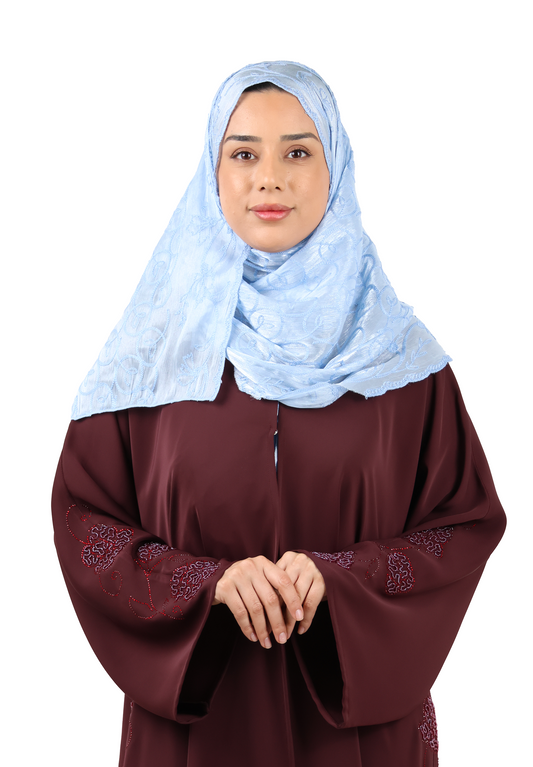 Premium Circle Motif Organza Scarf (Powder Blue)