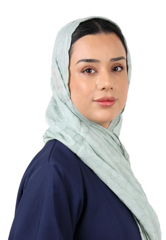 Premium Circle Motif Organza Scarf (Grey)