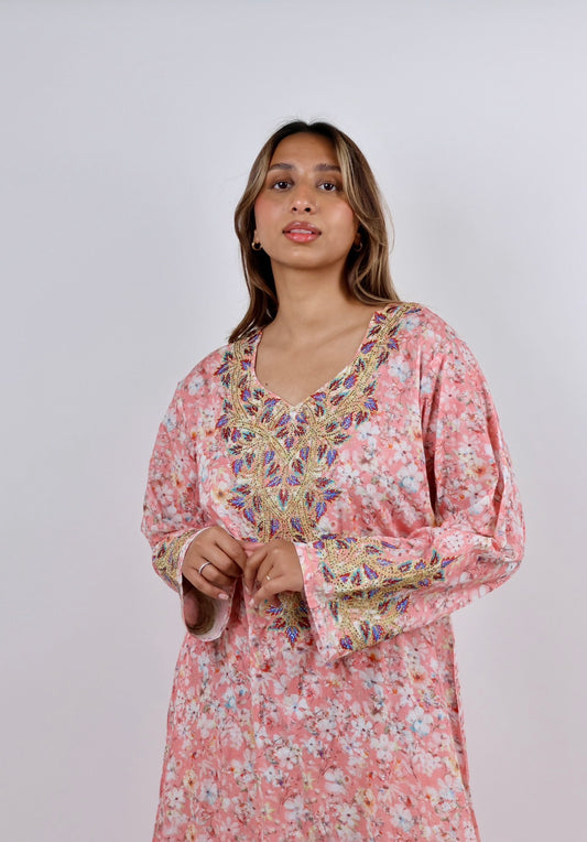 Spring Blossom Embroidered Jalabiya