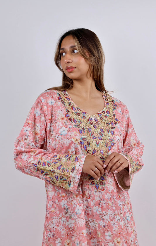 Spring Blossom Embroidered Jalabiya