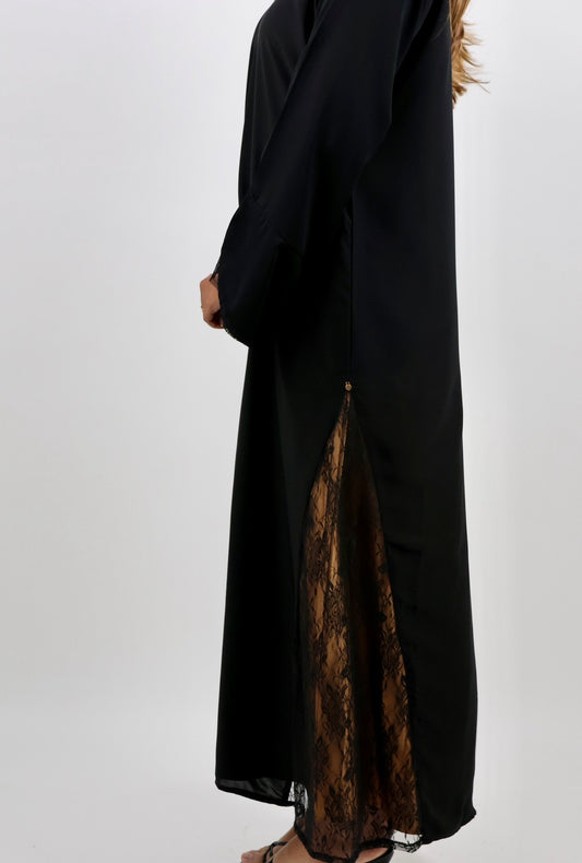 Hidden Lace Elegance Abaya Set