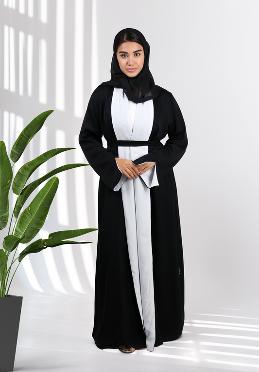 2-in-1 Women's Two Colour Reversible Abaya - Black and White