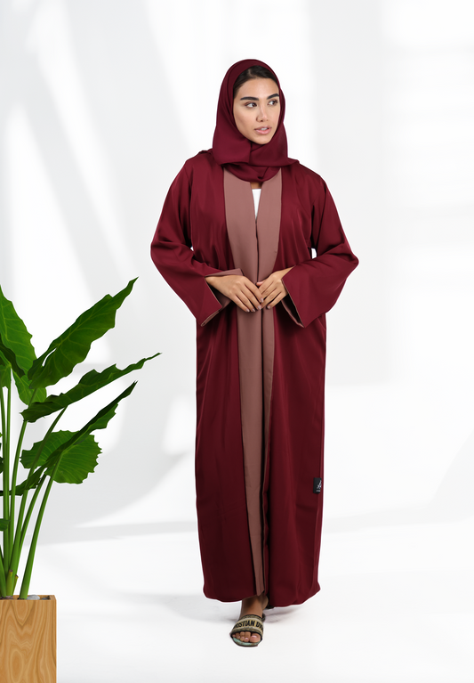 Reversible Elegance Abaya - Deep Maroon & Earthy Brown