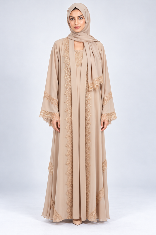 Jameela cream abaya JAA490, front view