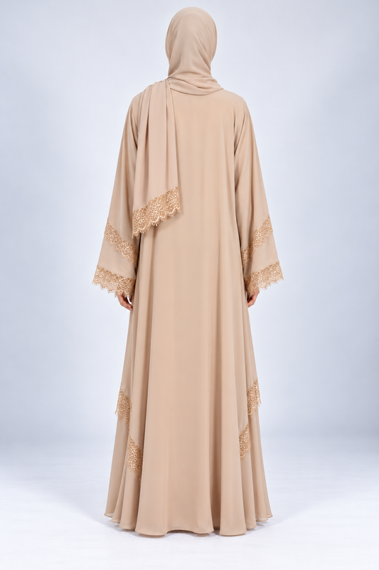 Jameela cream abaya JAA490, back view