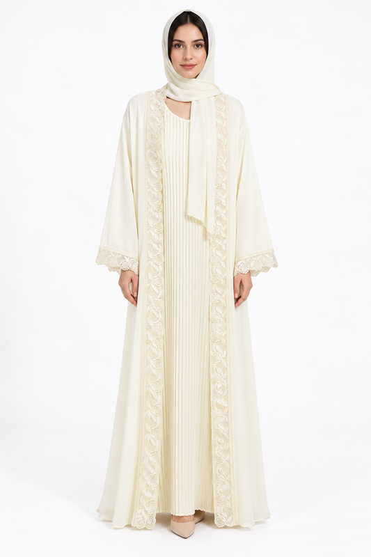 Jameela ivory cream abaya JAA492, front view