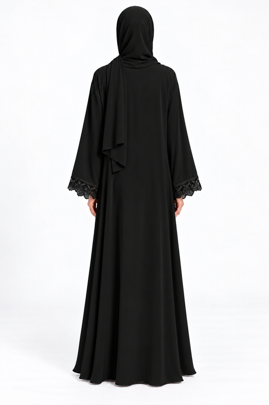Jameela black abaya JAA493, back view