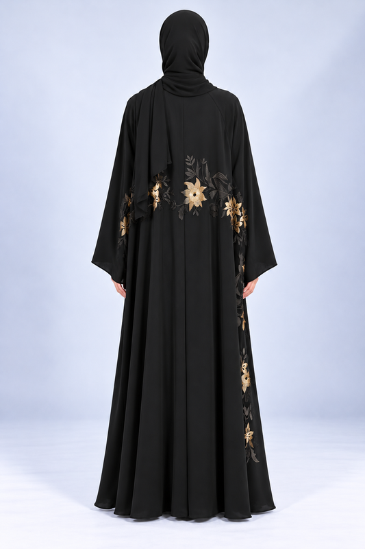Jameela black abaya JAA494, back view