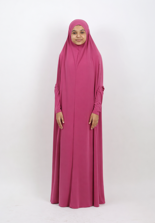 The Kids Floral Grace One-Piece Prayer Dress – Mauve Botanical Comfort