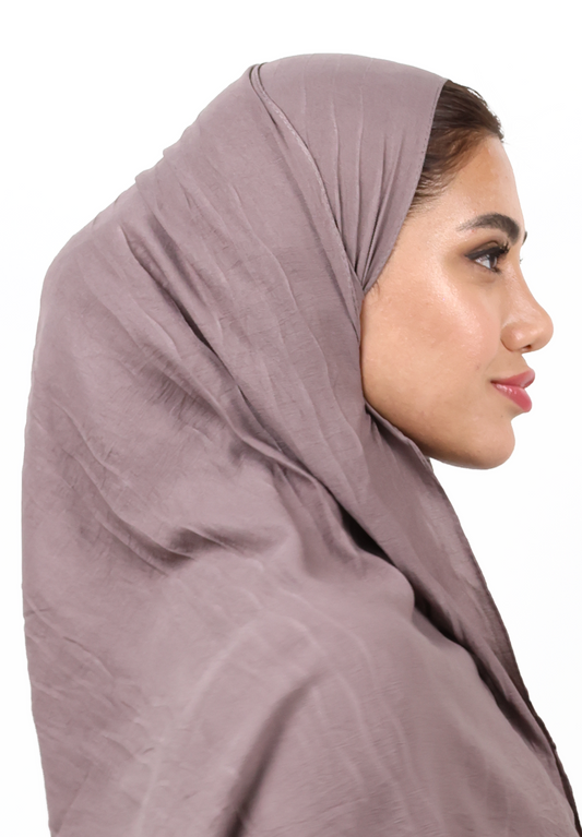Premium Crinkle Cotton Scarf with Mixed Floral & Pearl Tassels (Muted Mauve)