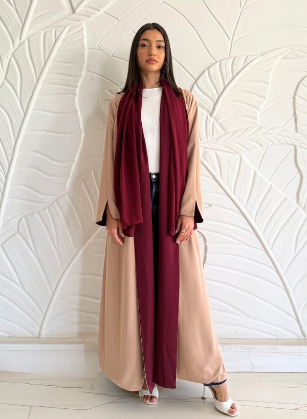 2-in-1 Women's Two Colour Reversible Abaya - Maroon and Cream