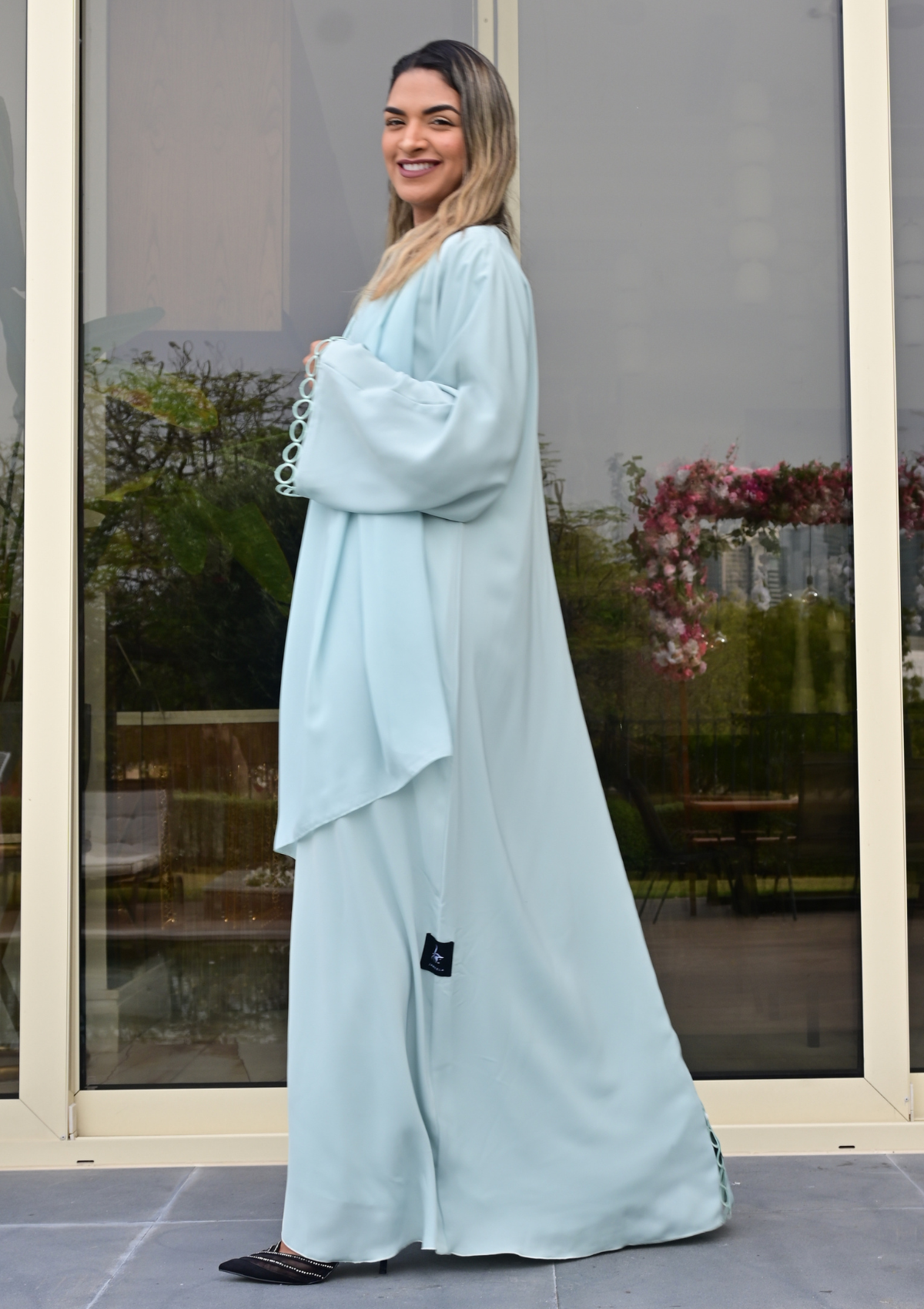 Fashion Abaya with Laced Front, Back and Sleeves