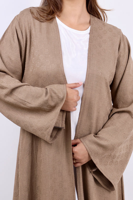 The CS116 Earth-Tone Jacquard Abaya | Subtle Sophistication