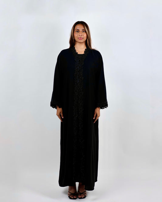 Midnight Rose Embellished Lace Abaya