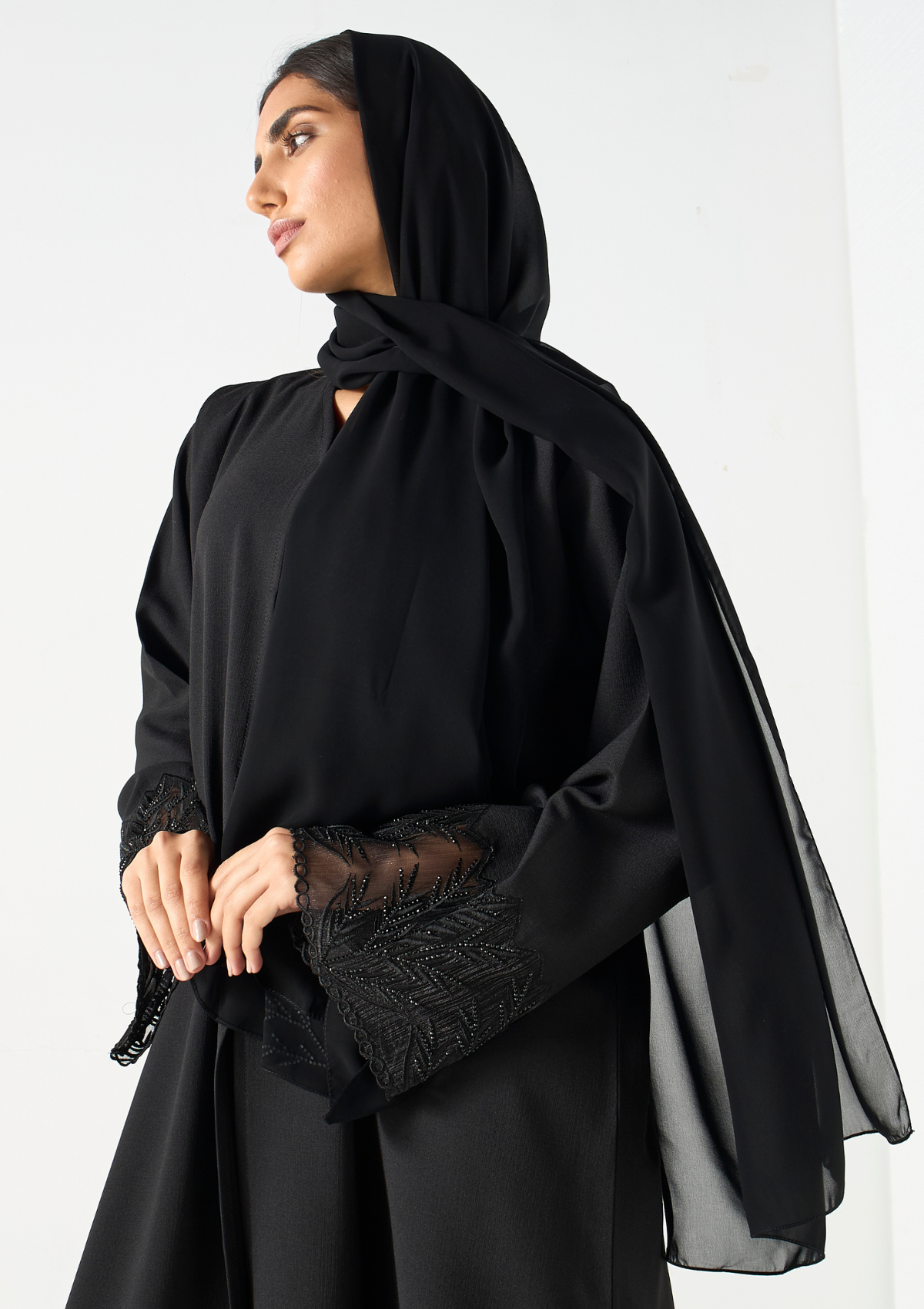 Embellished and Embroidered Abaya with Hijab