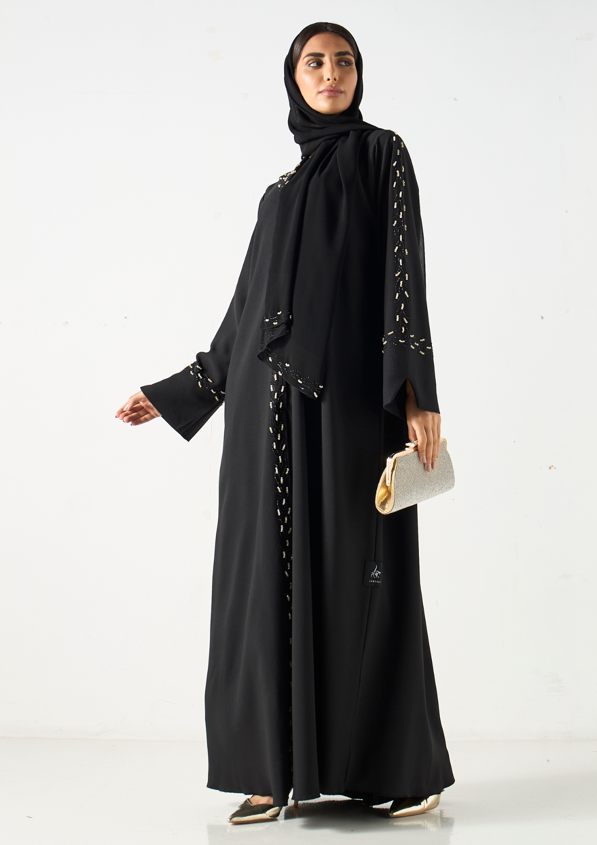 Embellished Collared Abaya with Hijab
