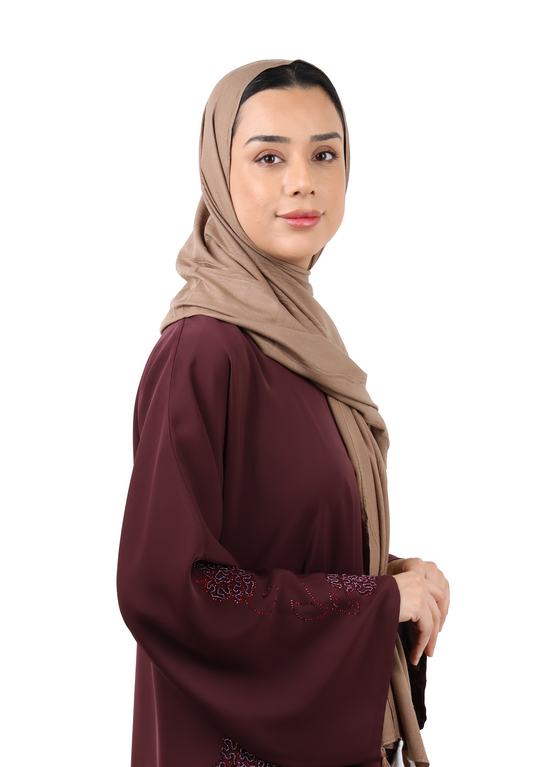 Crinkle Cotton Scarf with Tassel Trim (Mocha Brown)