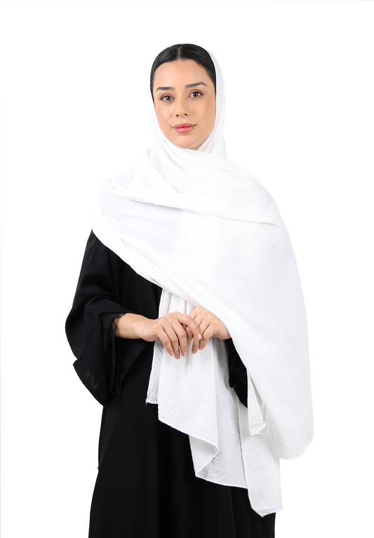 Shimmer Crinkle Scarf (White)