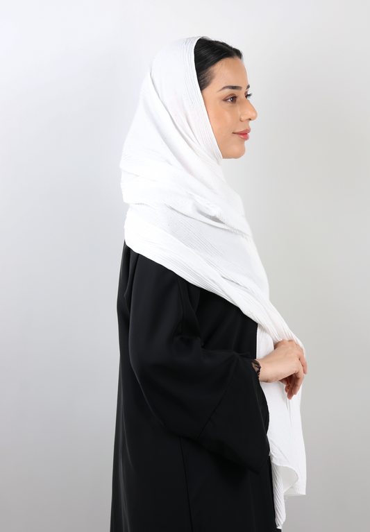 Shimmer Crinkle Scarf (White)