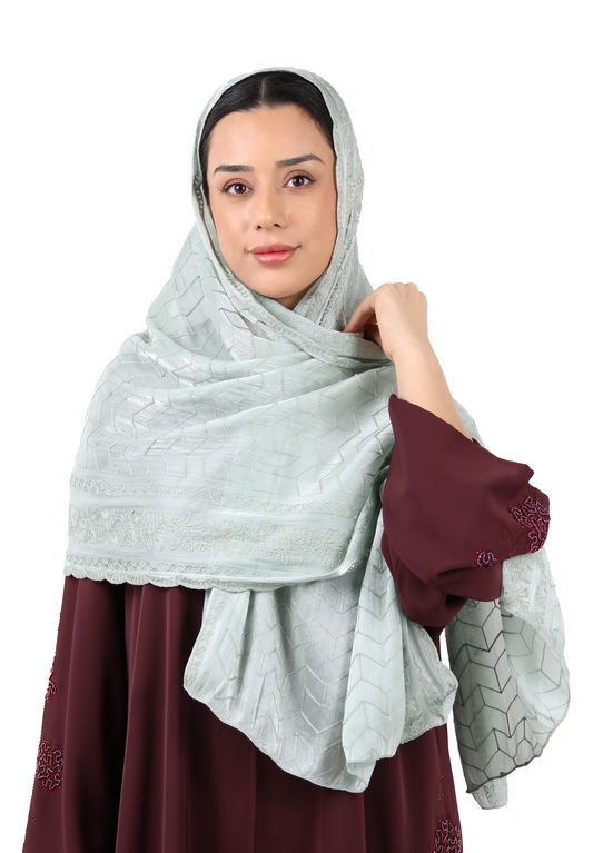 Chevron Pattern Organza Scarf (Light Grey)