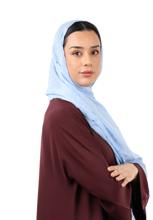 Chevron Pattern Organza Scarf (Powder Blue)