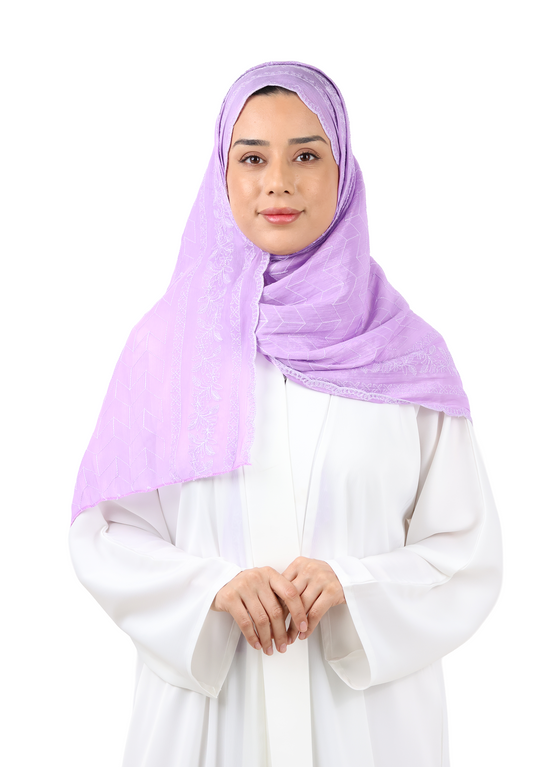 Chevron Pattern Organza Scarf (Lavender)