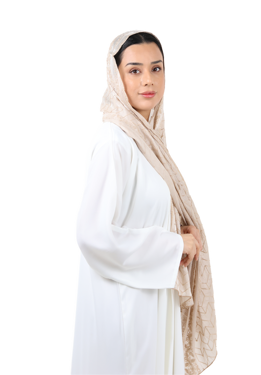 Chevron Pattern Organza Scarf (Blush Beige)