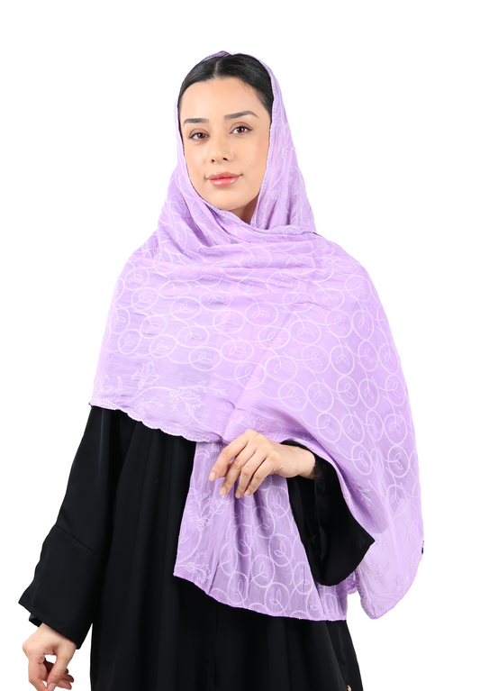 Premium Circle Motif Organza Scarf (Lavender)