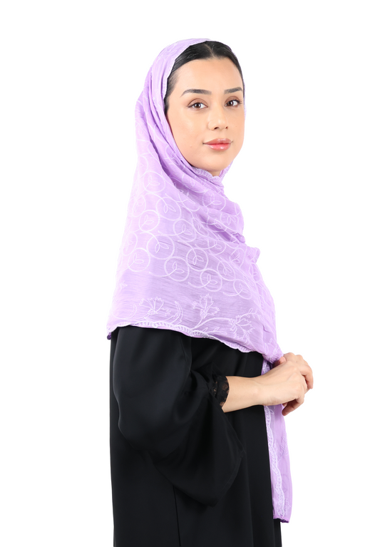 Premium Circle Motif Organza Scarf (Lavender)