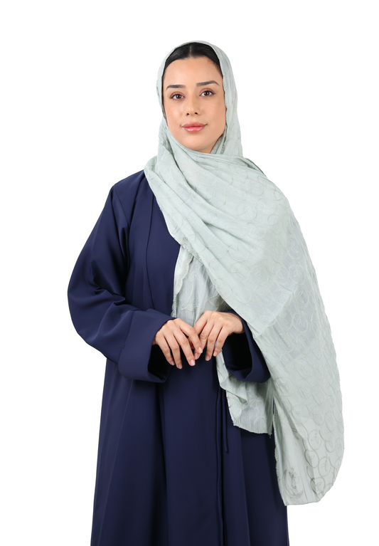 Premium Circle Motif Organza Scarf (Grey)