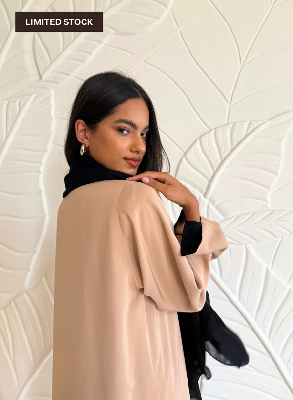 2-in-1 Women's Two Colour Reversible Abaya - Cream and Black