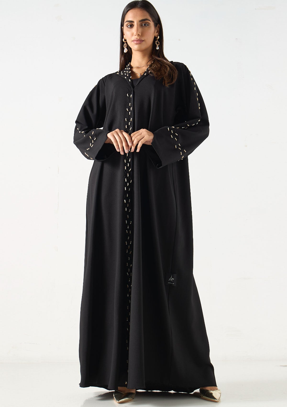 Embellished Collared Abaya with Hijab