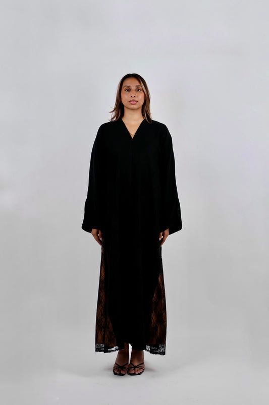 Hidden Lace Elegance Abaya Set