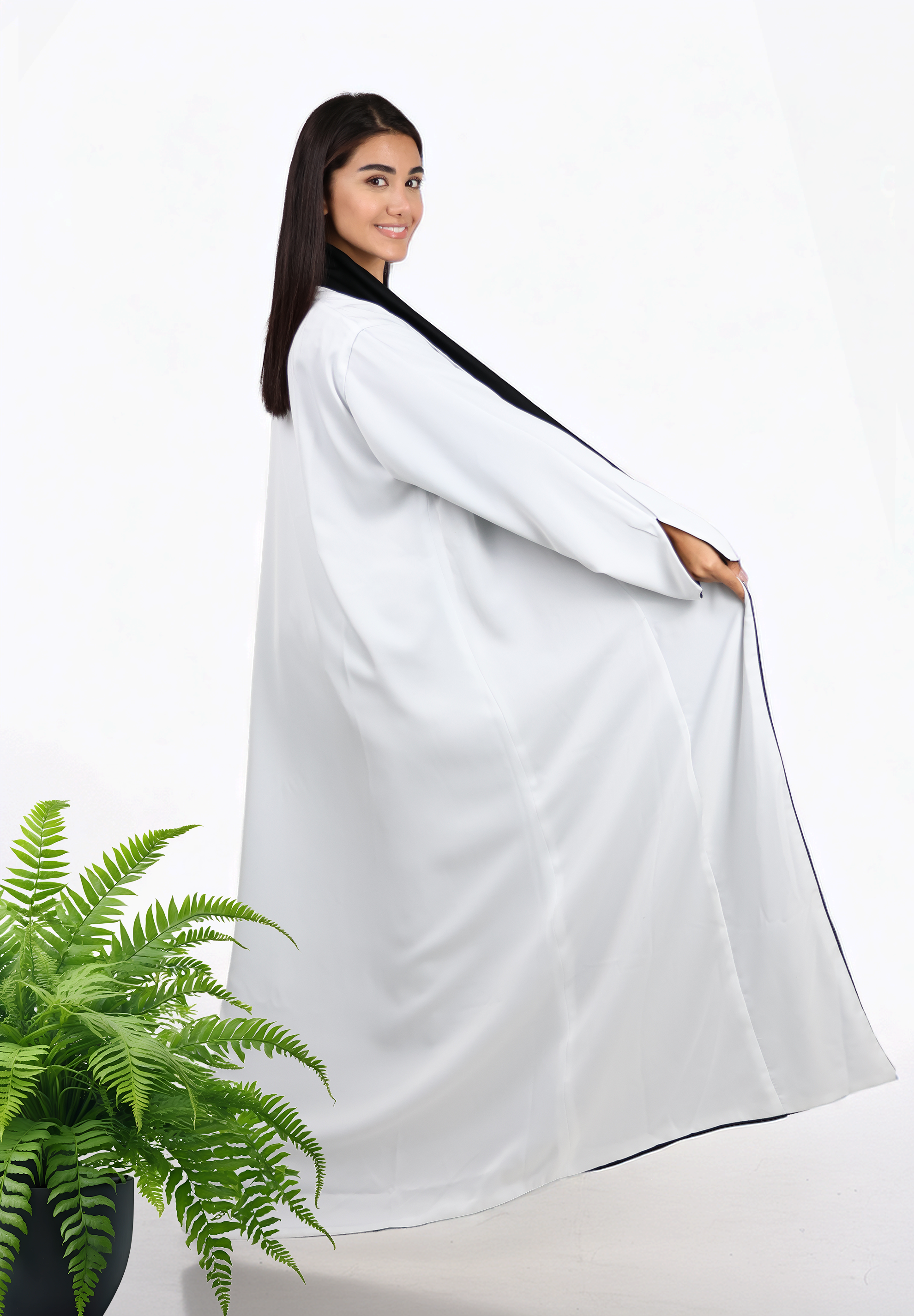 2-in-1 Women's Two Colour Reversible Abaya - Black and White
