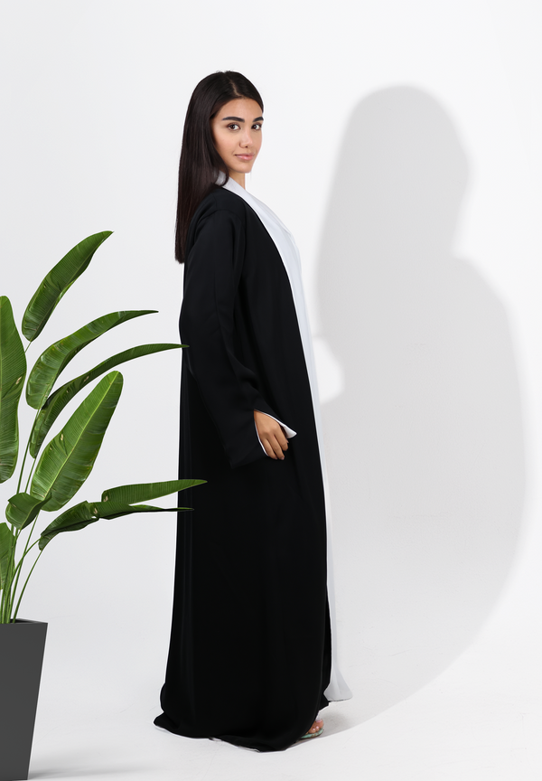 2-in-1 Women's Two Colour Reversible Abaya - Black and White