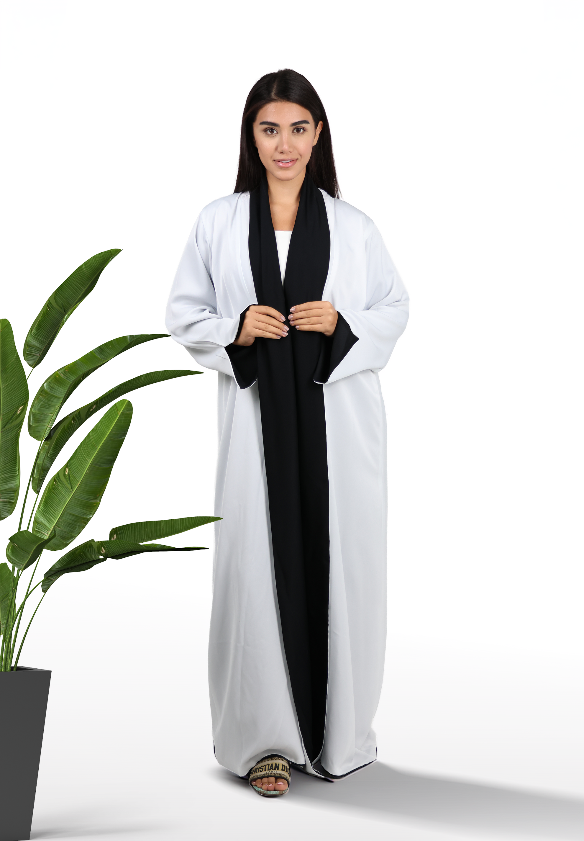 2-in-1 Women's Two Colour Reversible Abaya - Black and White
