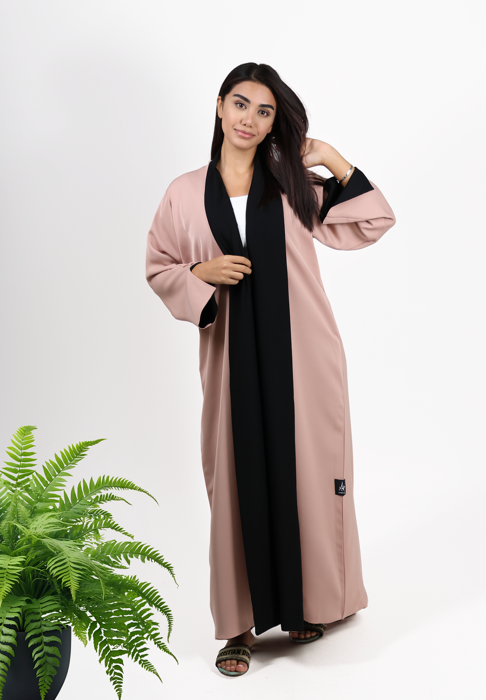 2-in-1 Women's Two Colour Reversible Abaya - Cream and Black