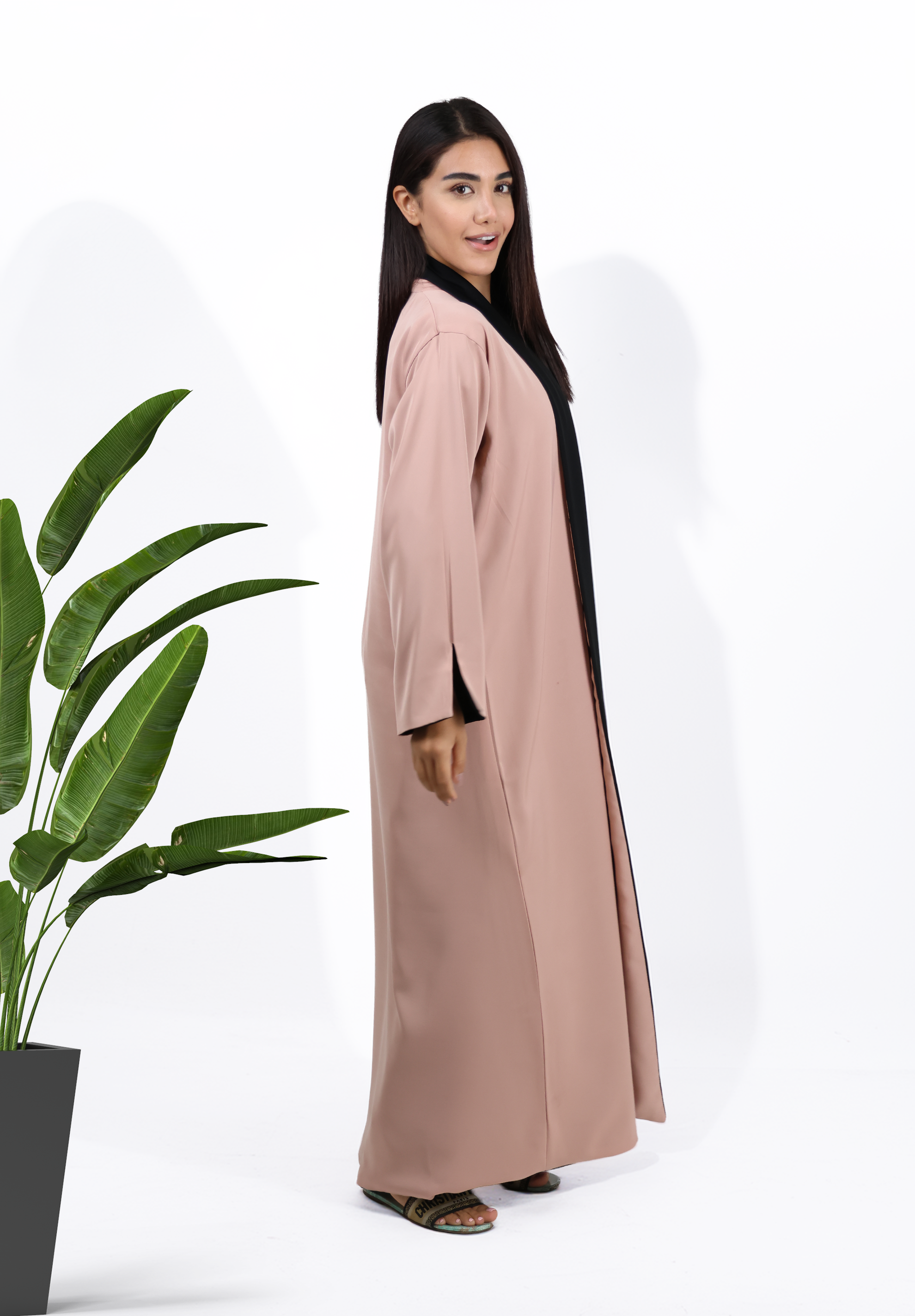 2-in-1 Women's Two Colour Reversible Abaya - Cream and Black