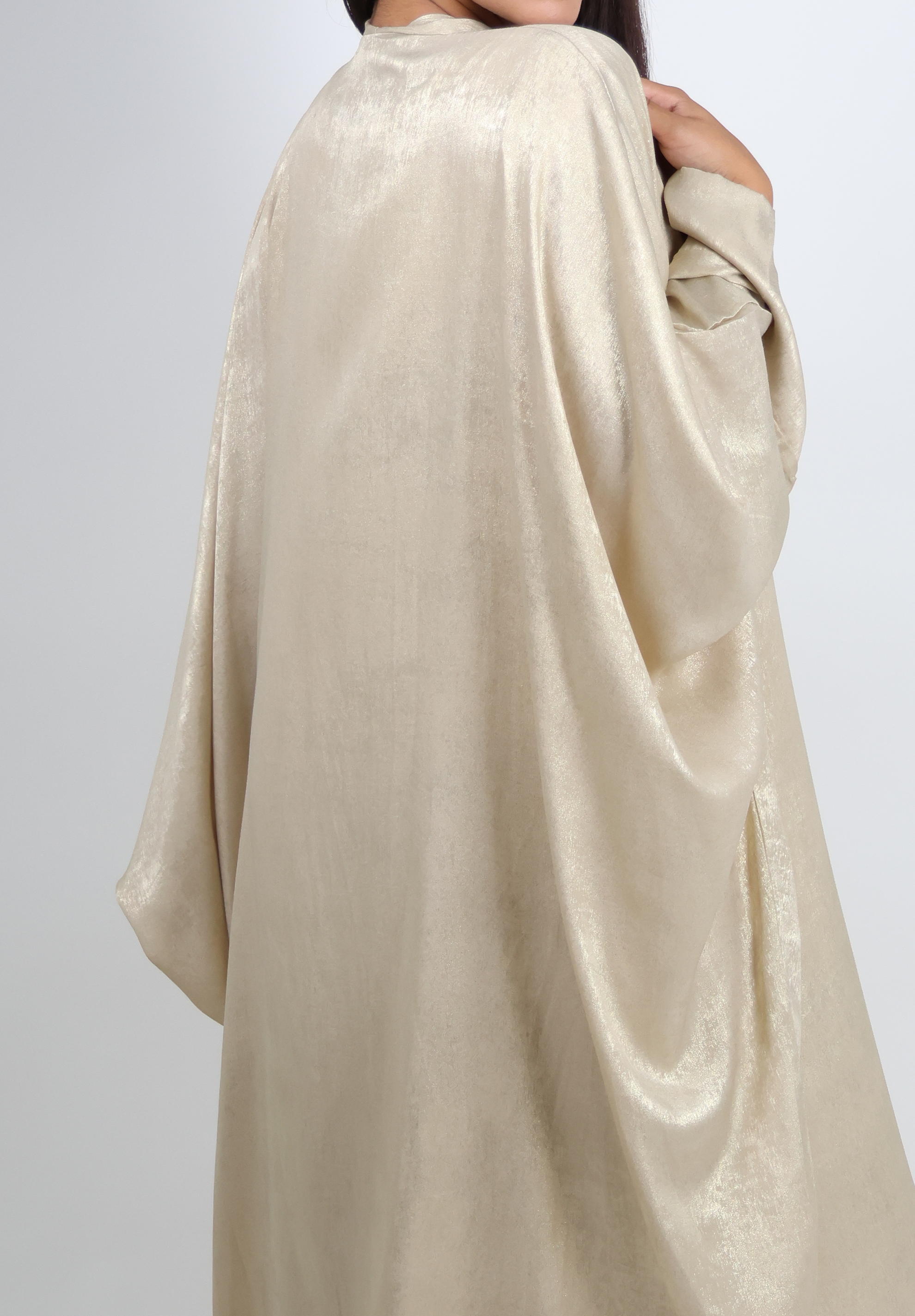 Radiant Shimmer Abaya - Champagne Gold with Belt