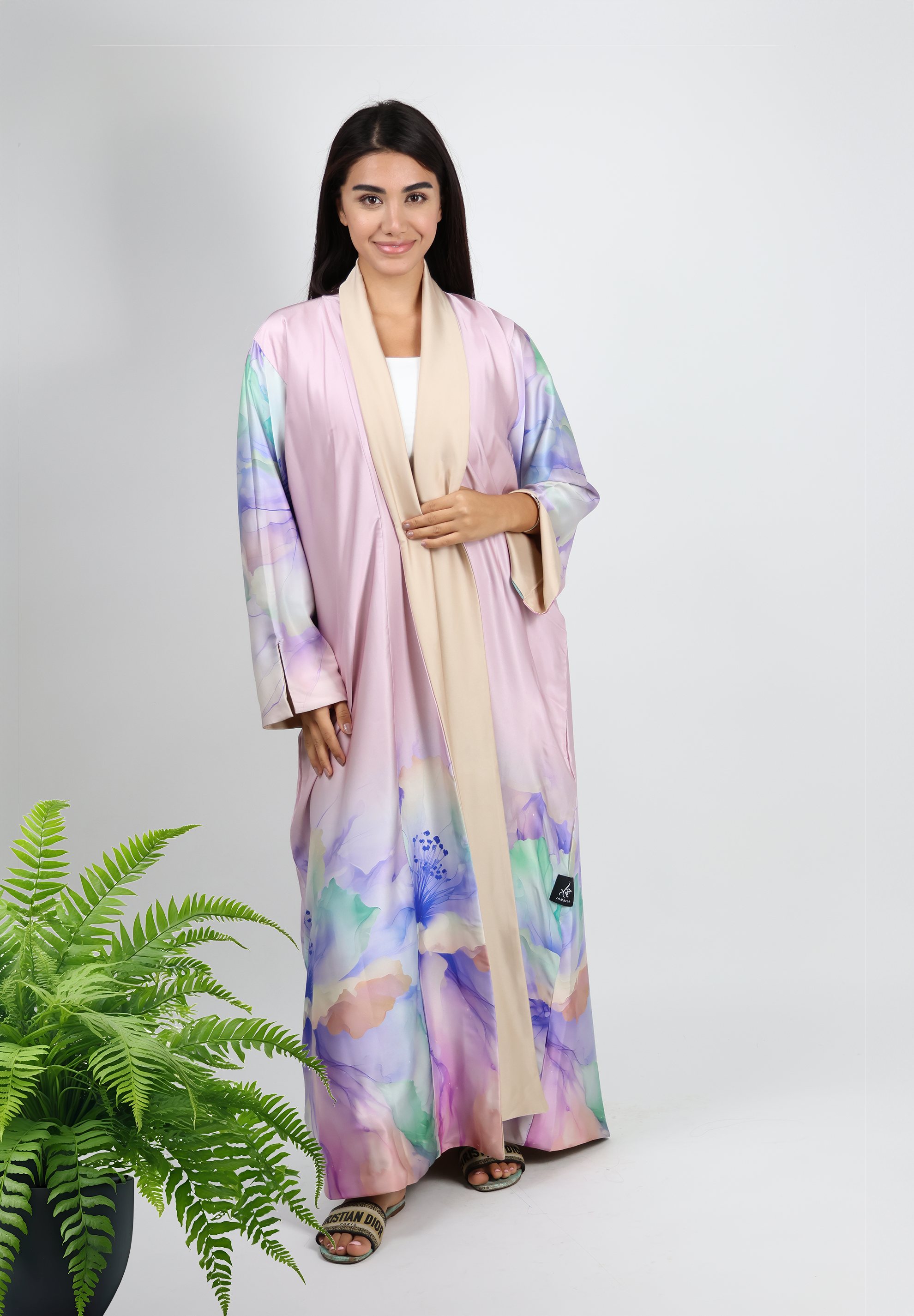 Fusion Floral Summer Design Reversible Abaya - Nita Fabric