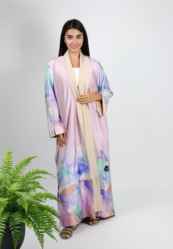 Fusion Floral Summer Design Reversible Abaya - Nita Fabric
