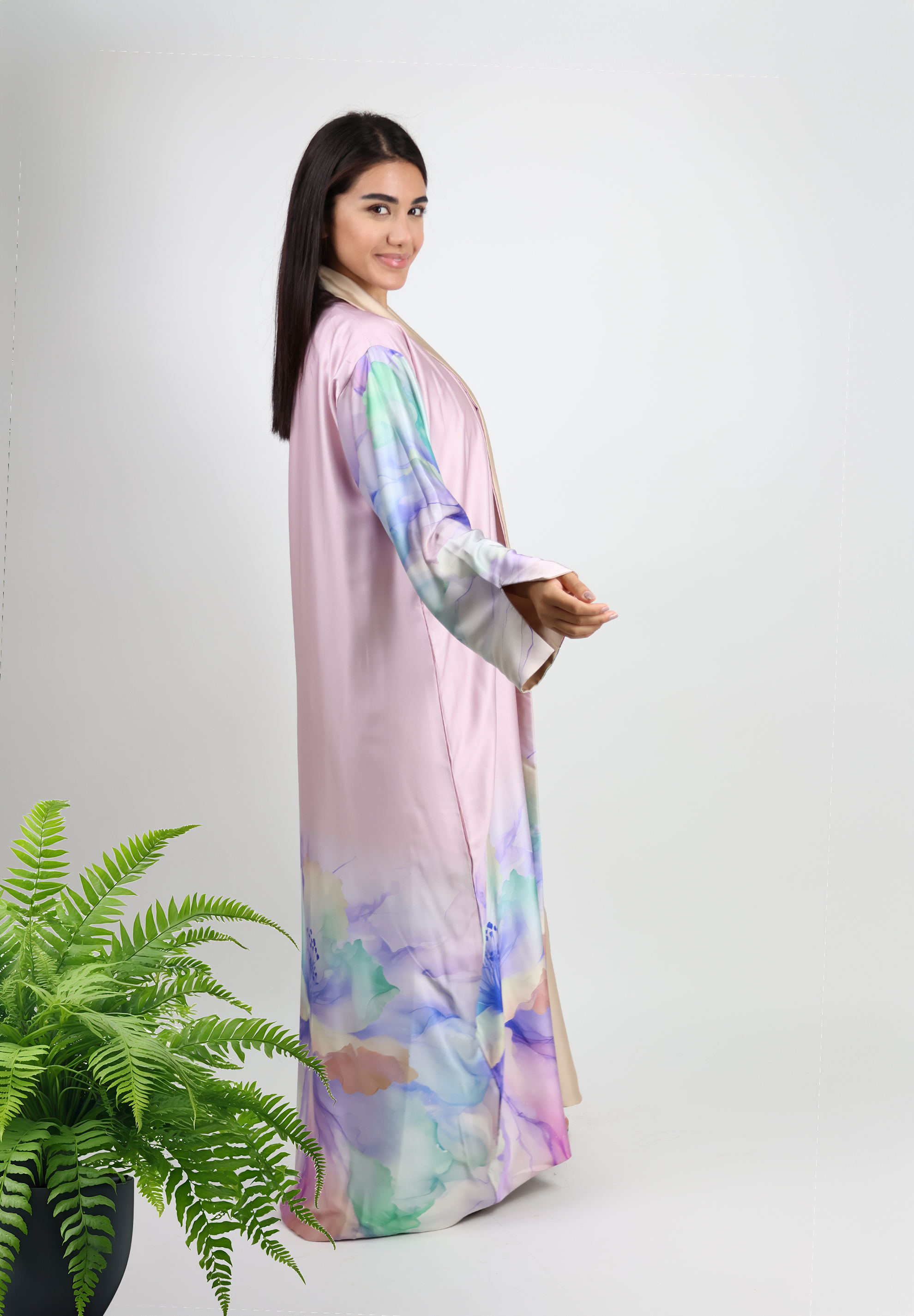 Fusion Floral Summer Design Reversible Abaya - Nita Fabric