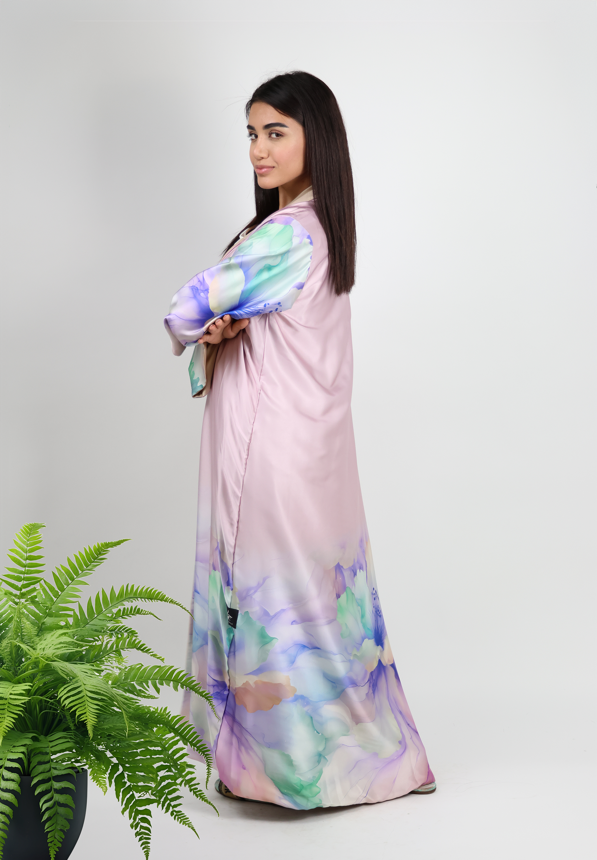 Fusion Floral Summer Design Reversible Abaya - Nita Fabric