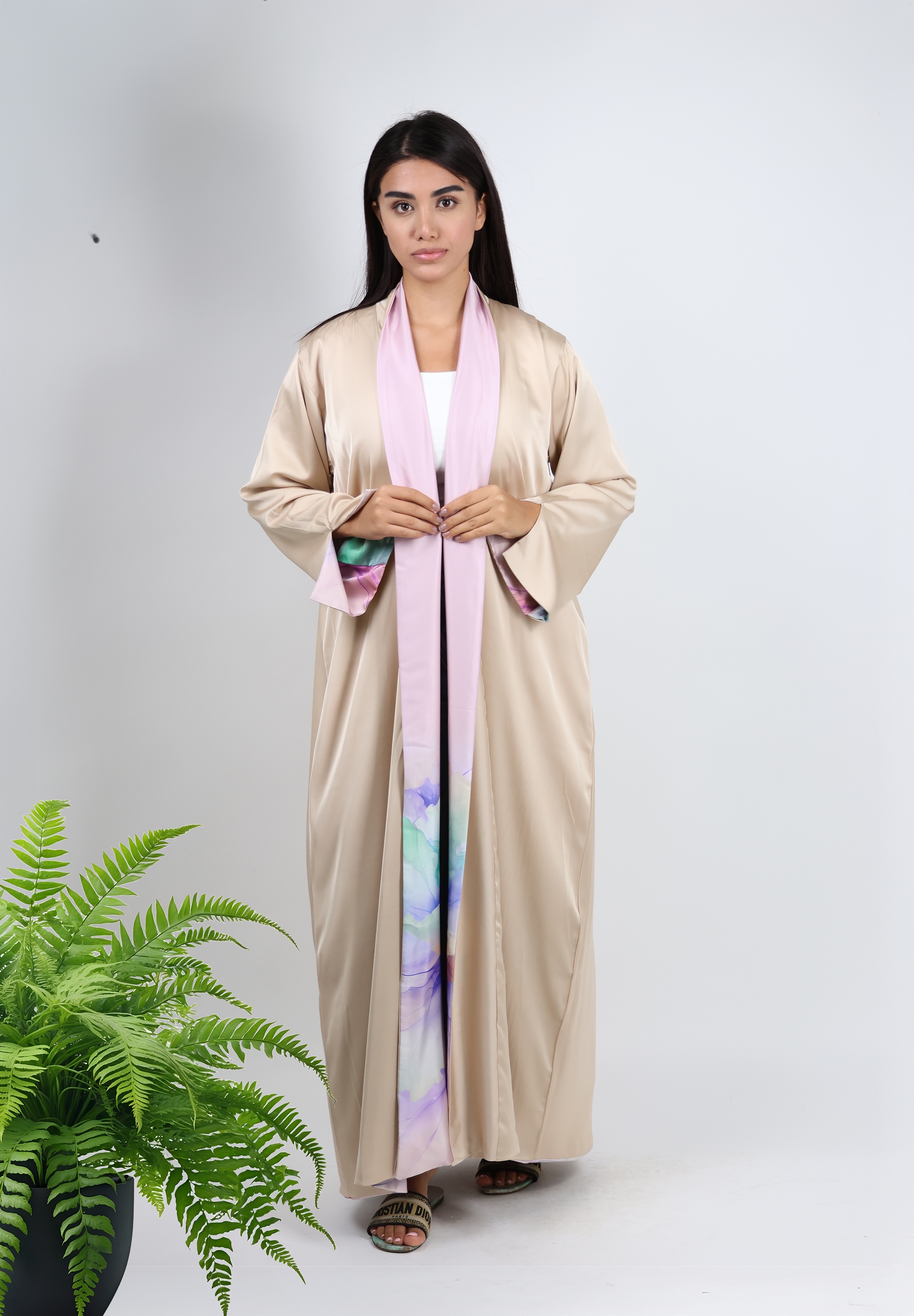 Fusion Floral Summer Design Reversible Abaya - Nita Fabric