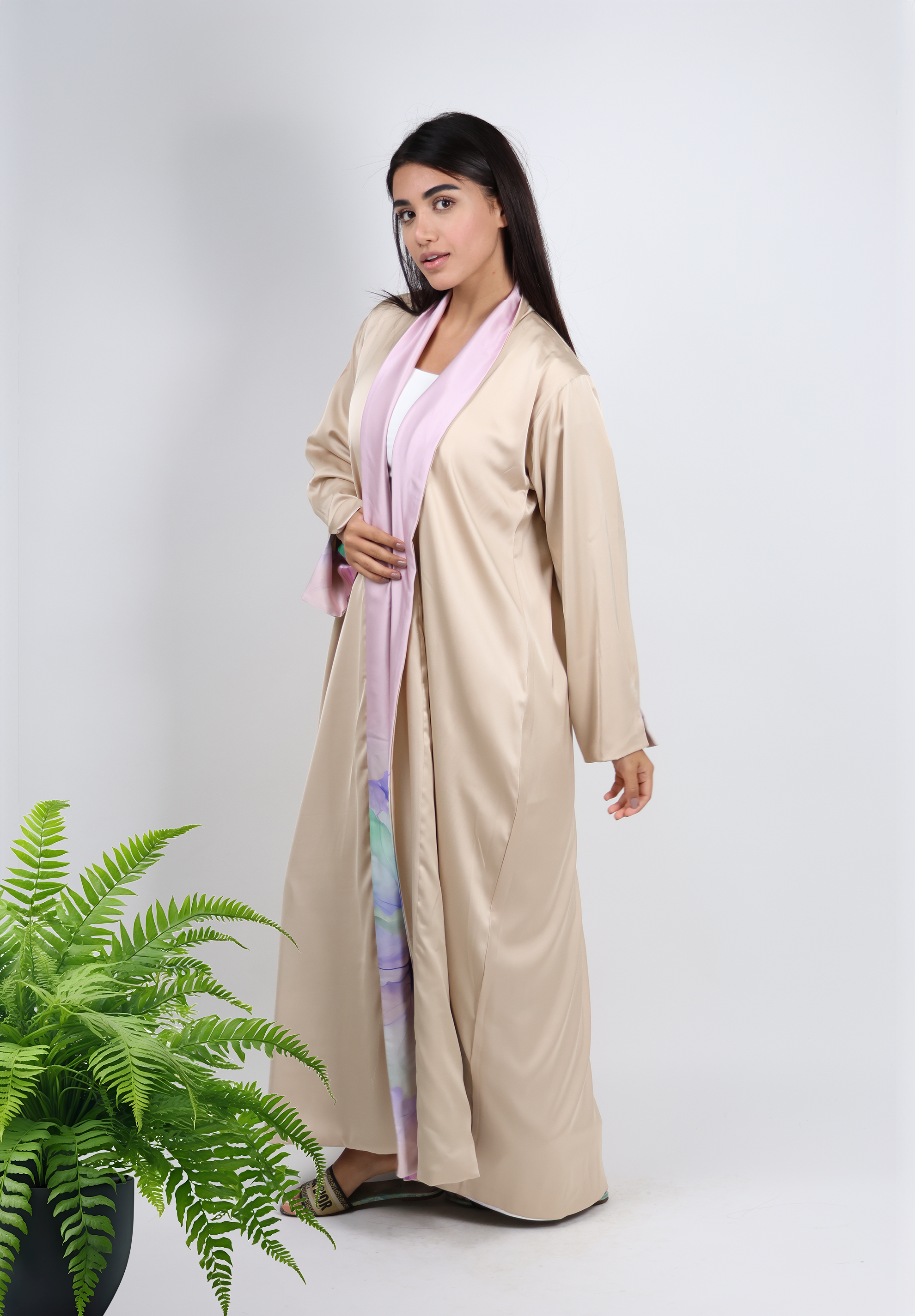 Fusion Floral Summer Design Reversible Abaya - Nita Fabric