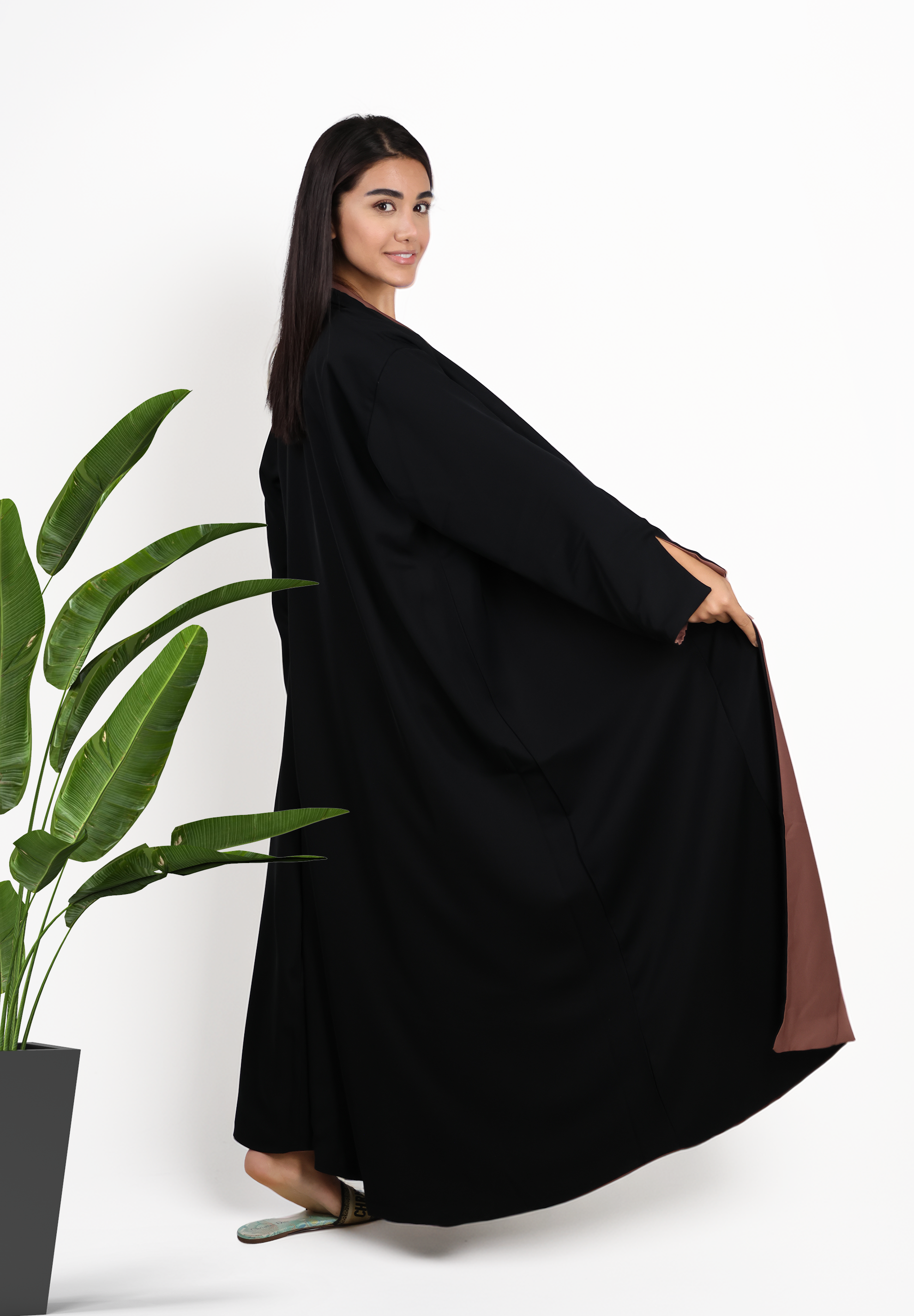 Dual-Tone Reversible Abaya - Terracotta & Classic Black