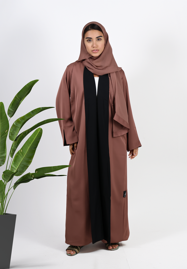 Dual-Tone Reversible Abaya - Terracotta & Classic Black